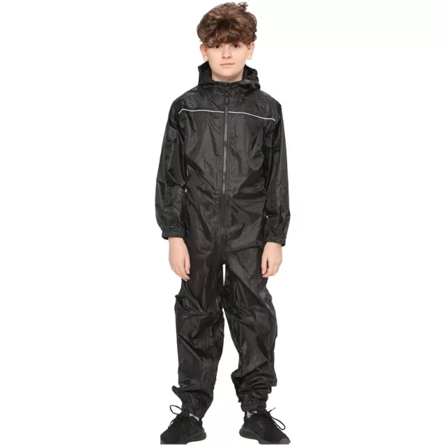 Filles Garçons Veste de Pluie Noir Flaque Imperméable À Combinaison Âge 2-13 Ans