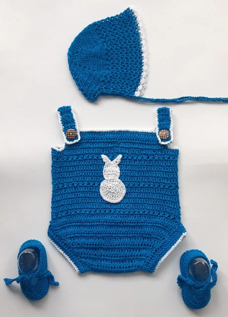 Conjunto a crochet  para bebé recién nacida 0-3 meses o reborn de 48 cm