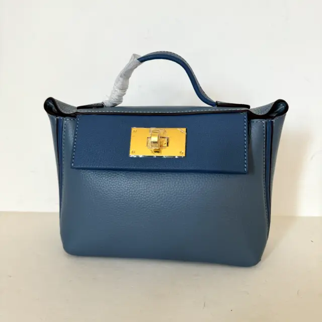 Blue Pebble Mini Top Handle Satchel Convertible Leather Backpack Crossbody Bag