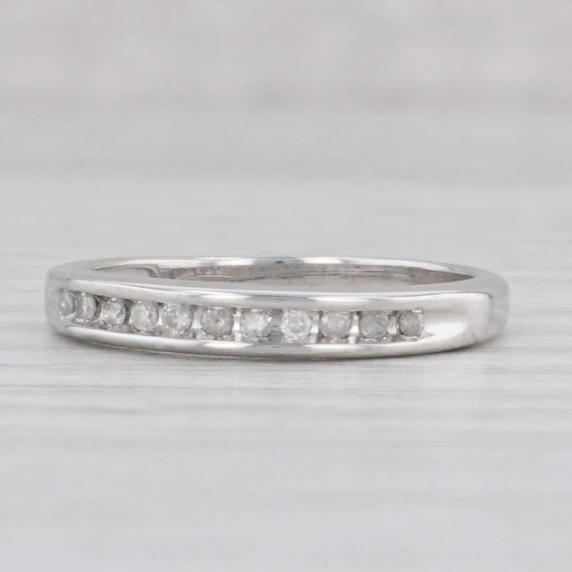 0.10ctw Diamant Ehering 10k Weißgold Größe 6.5 Stapelbar Ring