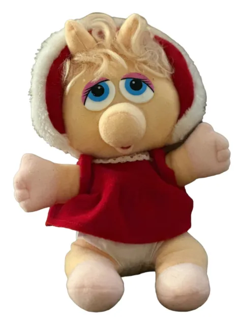 Vintage Baby Miss Piggy 10.5” Stuffed Plush Christmas Jim Henson Muppet  1987