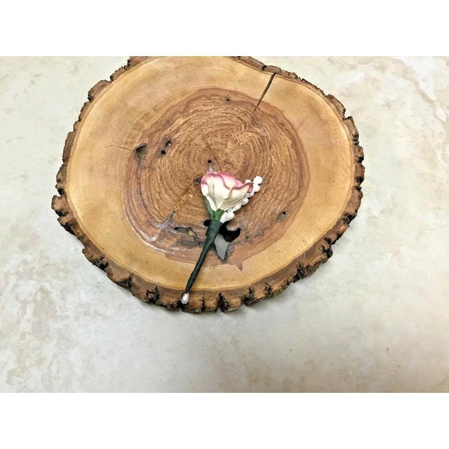 Real Touch Boutonniere Vintage Pink White Flower Groom Best Man Prom Formal Gift