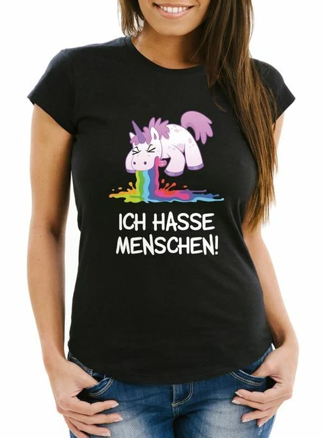 MoonWorks Kaffeetasse 'Ich Hasse Menschen' – Mit Kotzendem Einhorn, 325 Ml, Schwarze Keramik
