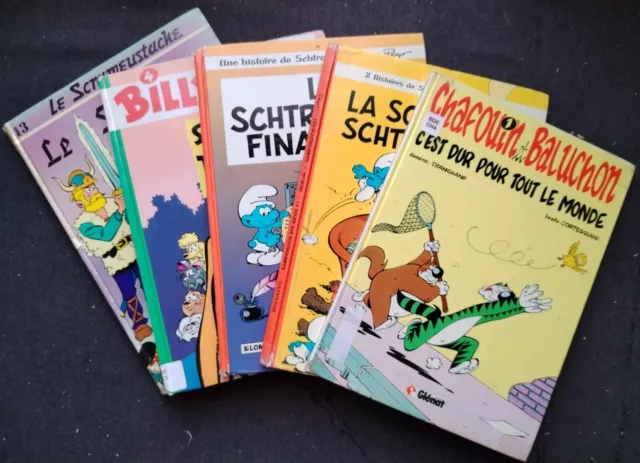 Lot 5 BD bibliothèque Le Scrumeustache / Les Schtroumpfs / Billy the cat...