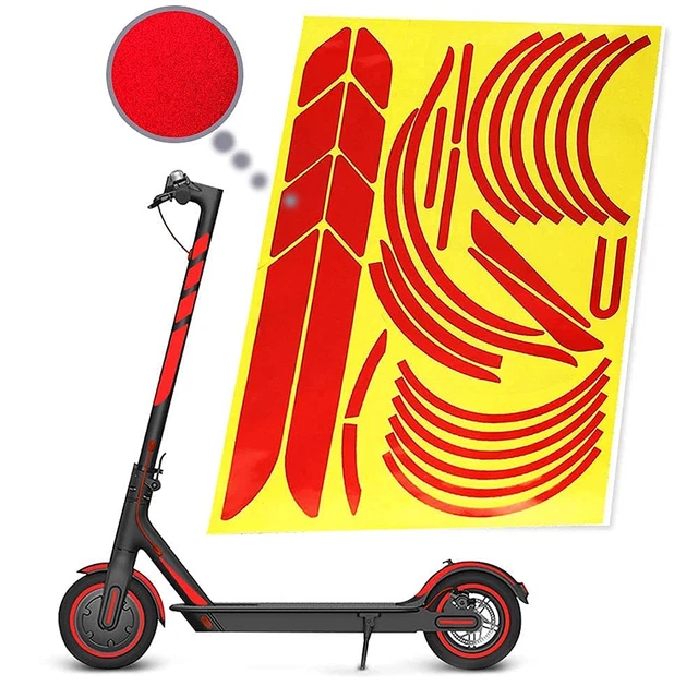 Autocollants Réfléchissants Pour Trottinette électrique – Compatibles M365/M365 Pro/1S – Rouge, Jaune, Blanc – 36x28 Cm