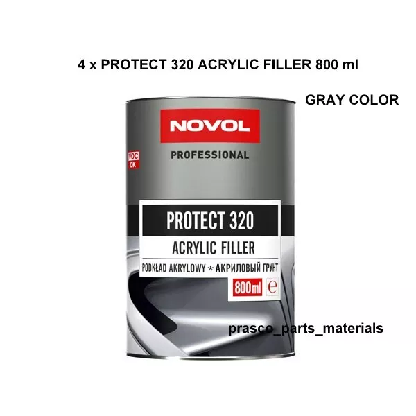 4x Novol Protect 320 Acrylfüller grau 800ml + 4x HÄRTER H 5520ml