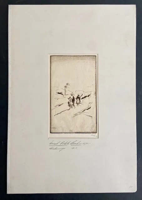 Emil Orlik Kaltnadelradierung "Unterwegs" von 1913