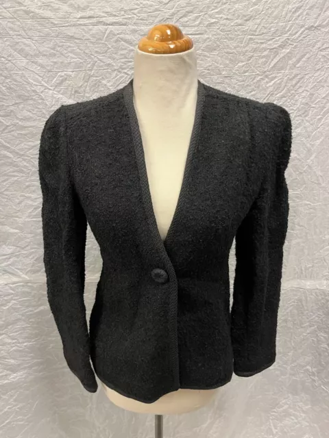 Albert Nipon Vintage Textured Black Structured Women's Blazer Size 4