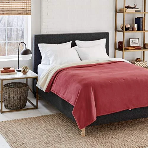 Eddie Bauer | Signature Reversible Fleece/Sherpa Heated Blanket with Safe & W...
