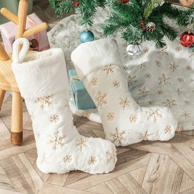 Gukasxi confezione da 3 pezzi colore: bianco 45,7 cm Calze natalizie in finta pelliccia 