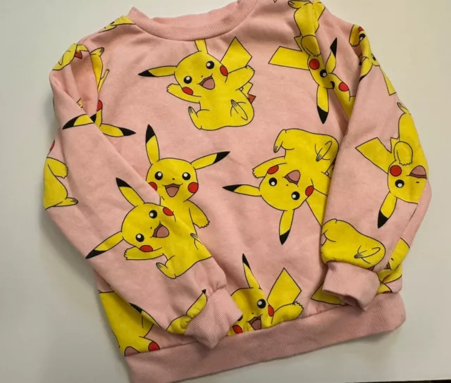 Pokemon Pink Pikachu Girls H&M Size 6X/7 Fleece Crewneck Pullover Sweatshirt