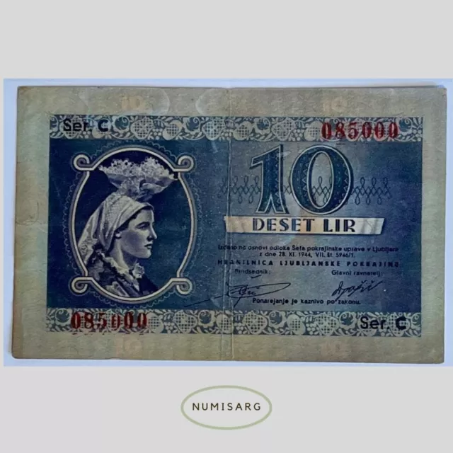 Slovenia - 10 Lir - 1944 - R20 (Yugoslavia) - German Occupation