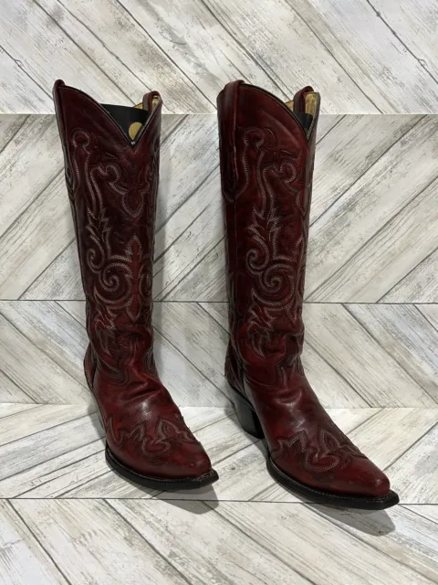 Corral Women Knee Tall Red Leather Overlay Western Cowgirl Boots G1023 Sz 8.5M