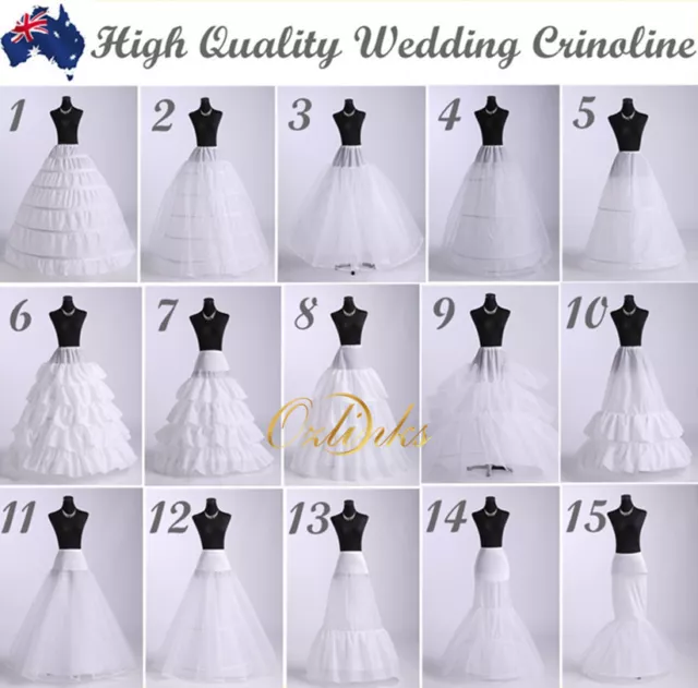 WHITE WEDDING DRESS BRIDAL  PETTICOAT UNDERSKIRT SKIRT CRINOLINE 15 Styles