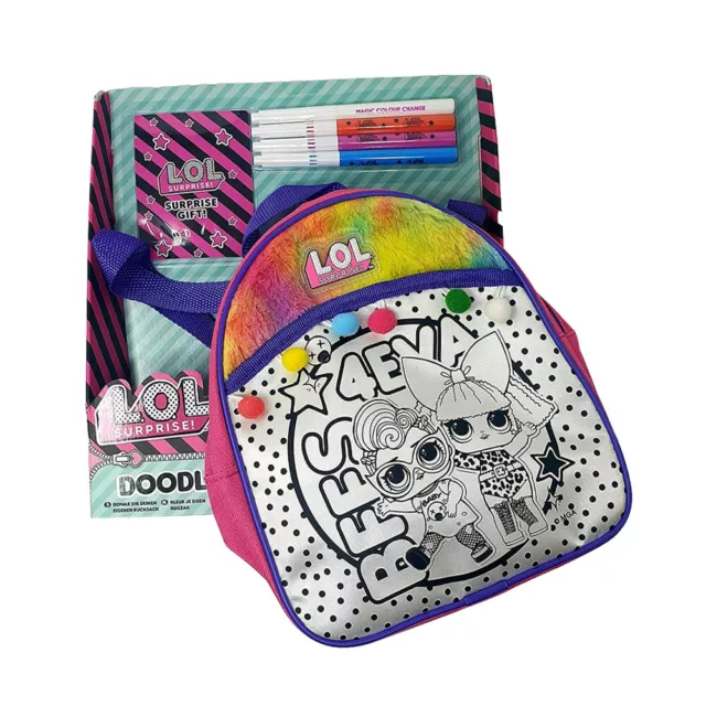 LOL Doodle Backpack - Colour your Own Backpack Arts and Crafts Gift for Girls