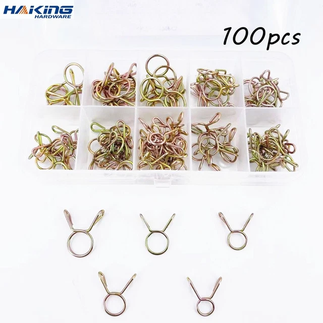 100pcs Hose Clamp High Quality Zinc Plated Spring Clips Gear hose Fuel Line (T)