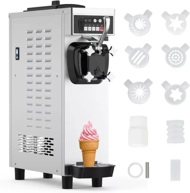 Commercial Soft Serve Ice Cream Machine 4.7-5.8Gal/H Single Flavor Auto Clean