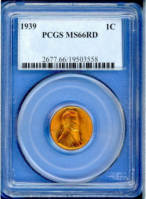 1939 P PCGS MS66RD Lincoln Wheat Cent 1c Penny US Mint Coin 1939-P MS-66-RD