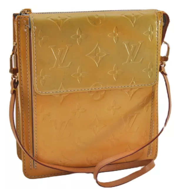 Authentic Louis Vuitton Vernis Houston Shoulder Hand Bag Yellow M91004 LV  5675D