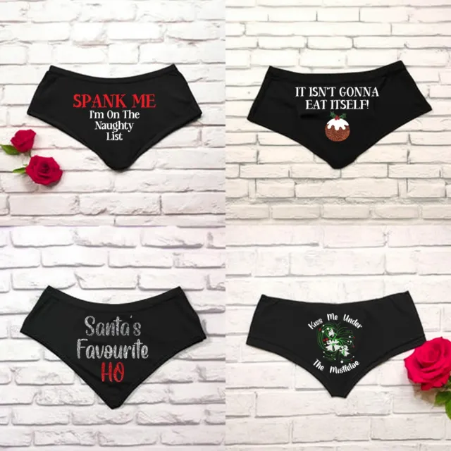 Ladies Personalised Any Text Thong Birthday Christmas Valentines Day