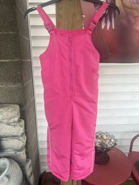 Girls Ski Bib London Fog Snow Suit Pants Pink Insulated Kids Youth L/6x  EUC