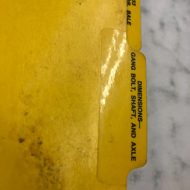 JOHN DEERE GANG Bolt Shaft & Axle Dimensions Parts Catalog Manual Book