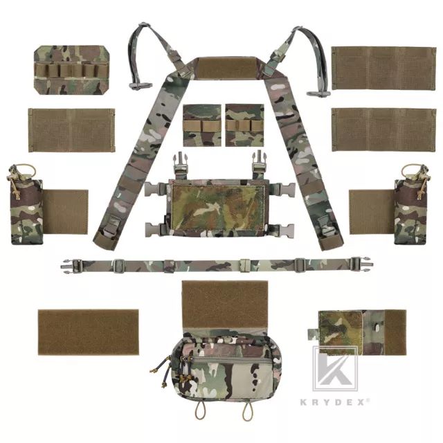 KRYDEX Camo Micro Fight Chassis Chest Rig Modular Accessory Set Pouch Combo lot