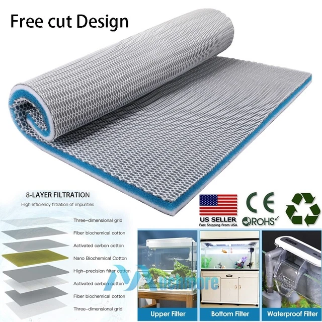 8-Layer 8D Aquarium Bio Sponge Foam Filter Media Pad - For Fish Tank Sump Pond