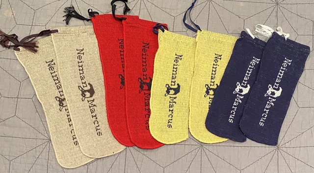 Vtg 4 Sets Neiman Marcus Knit Shoe Covers Dust Bags Travel Storage Drawstring