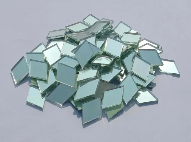 100 Pieces, Diamond Rectangle Silver Craft Glass Mirror Mosaic Tile Decor Art