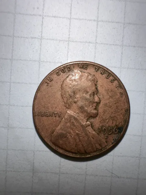 1956 Lincoln Wheat penny no mint mark One Cent Coin Rim Error  “L” RARE COIN