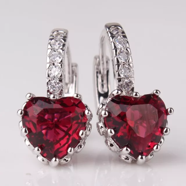 NEW 18CT Ruby Red Heart Earrings for Mum Sister Birthday Gift occasion gf
