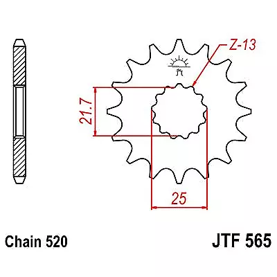 JT SPROCKETS Piñón con goma 565 de acero con 16 dientes