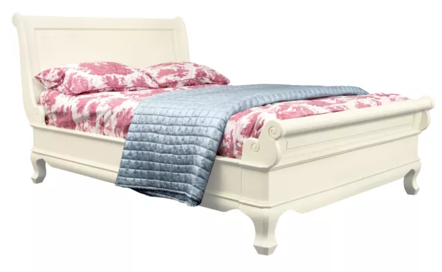 Superking Chantilly Sleigh Bed- French Ivory -6ft Wide x 6ft 6" Long -Low End