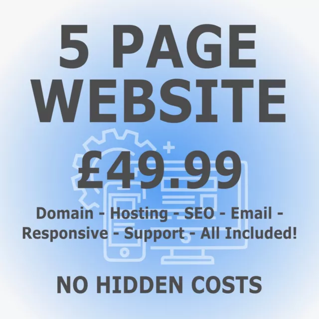 5 Page Web Design - Uk Business - Everything Included - Domain & Hosting + Email