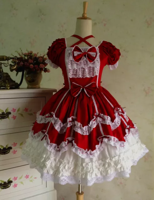 Victorian Gothic Lolita Girl Sissy maid Lockable Dress Cosplay Costume Tailorede