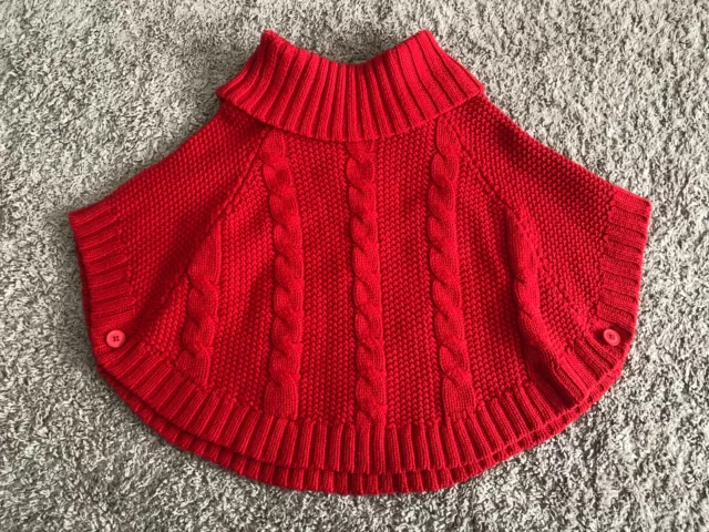 Cater’s Toddler Girls Red Cable Knit Poncho Sweater Cape Coat Size 3T