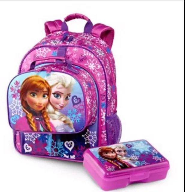 New Disney Frozen Anna & Elsa School Backpack Lunch Box Tote Bag Pencil Box Set