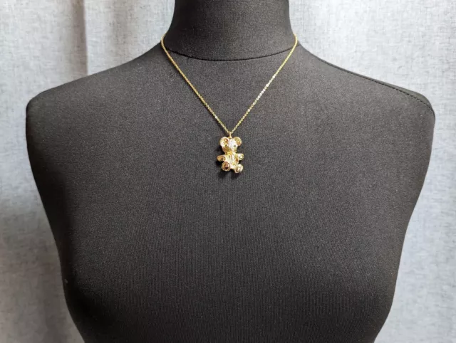 Lovely Vintage Jewellery Gold-tone Teddy bear Pendant  Necklace