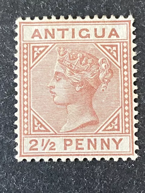 ANTIGUA, SCOTT # 9, 21/2p. VALUE RED BROWN WMK. CROWN CC 1879 QV ISSUE MH