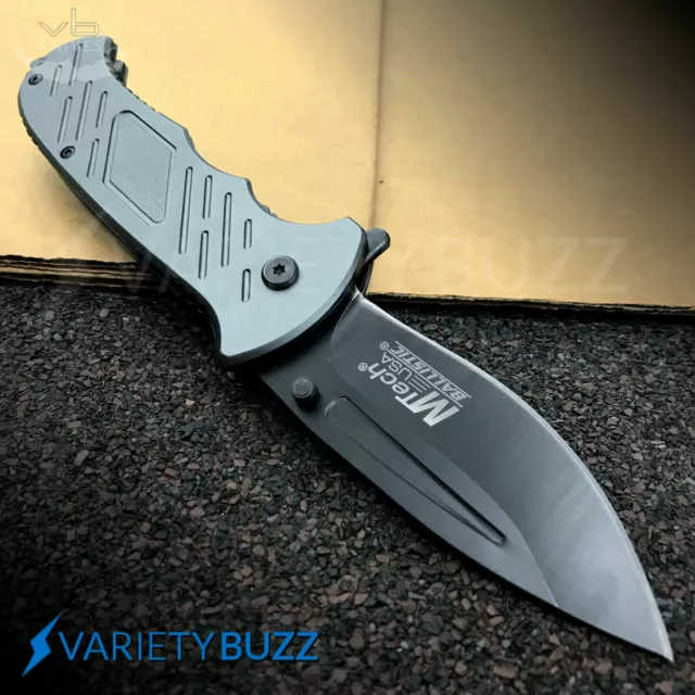 GRAY MILITARY FOLDING POCKET KNIFE Tactical Spring Assisted Blade MTECH USA NEW