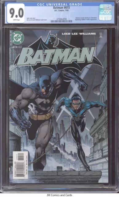 Batman #615 2003 CGC 9.0 White Pages - Batman reveals identity to Catwoman.