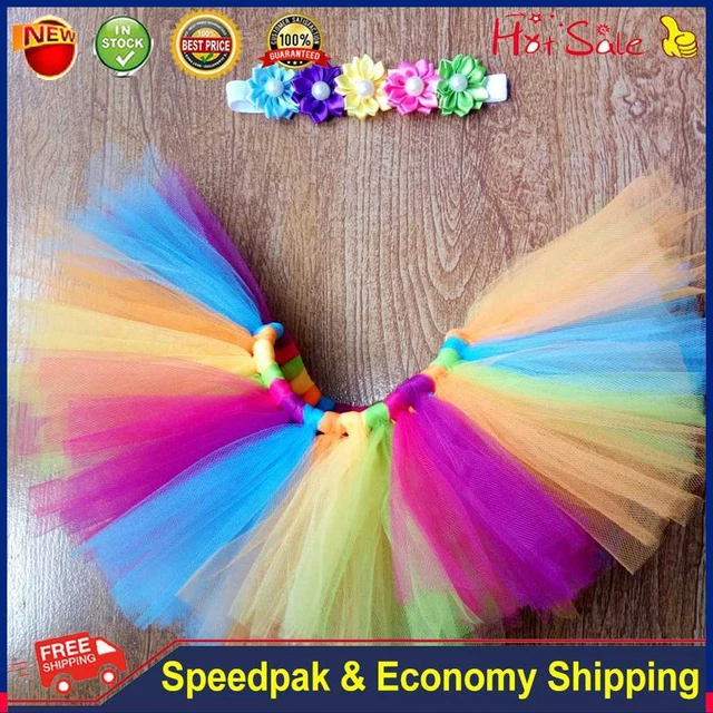 Adorable Falda Tutú de Crochet Multicolor Flor Banda para el Cabello Accesorios para Fotografía