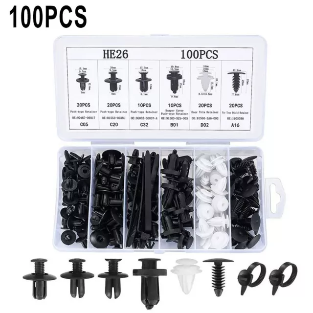 Professional Car Trim Clips Set 100Pcs Retainer Fasteners for Smooth Mounting