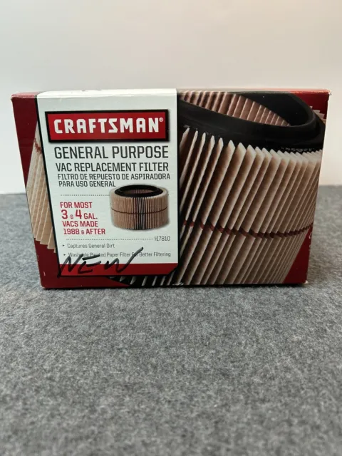 Craftsman Pleated Paper Filter, Fits 3 Gallon Shop Vacs  #917810