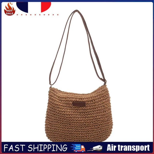 Summer Straw Crossbody Bag Women Beach Holiday Woven Shoulder Handbag Purses