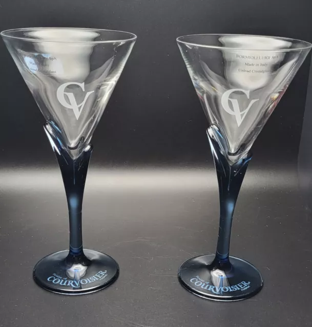 Juego de 2 vasos martini de coñac Courvoisier tallo azul