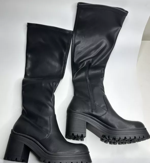 Madden Girl Women's Coretta Stretch Knee-High Boots Color Black Size 7.5 M New