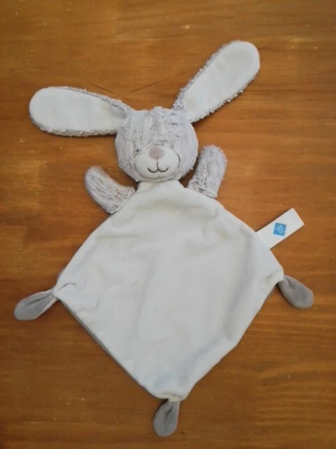 DOUDOU TEX BABY PLAT LOSANGE LAPIN  Blanc BEIGE MARRON CHINE  3 Noeuds Nœuds