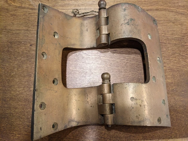Vintage Solid Brass Hinge Stamped P 194 Curved Thick Weighs 4 Lbs